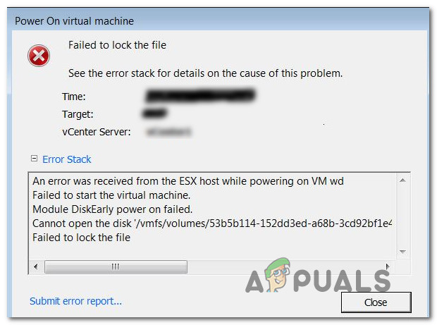 Korjaus: VMware ei onnistunut lukitsemaan tiedostoa