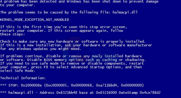 Поправка: Грешка на синия екран на Windows 7 halmacpi.dll, ntkrnlpa.exe, tcp.sys