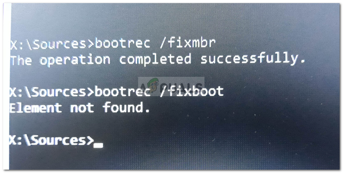 Korjaus: Boorec / Fixboot-elementtiä ei löydy Windows 10: stä