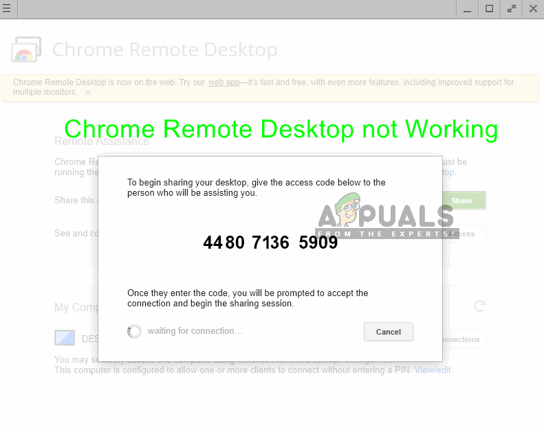 फिक्स: क्रोम रिमोट डेस्कटॉप काम नहीं कर रहा है