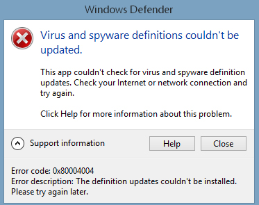 Korjaus: Windows Defender -virhe 0x80004004