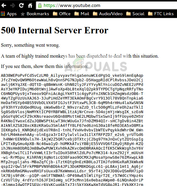 Исправлено: внутренняя ошибка сервера YouTube 500