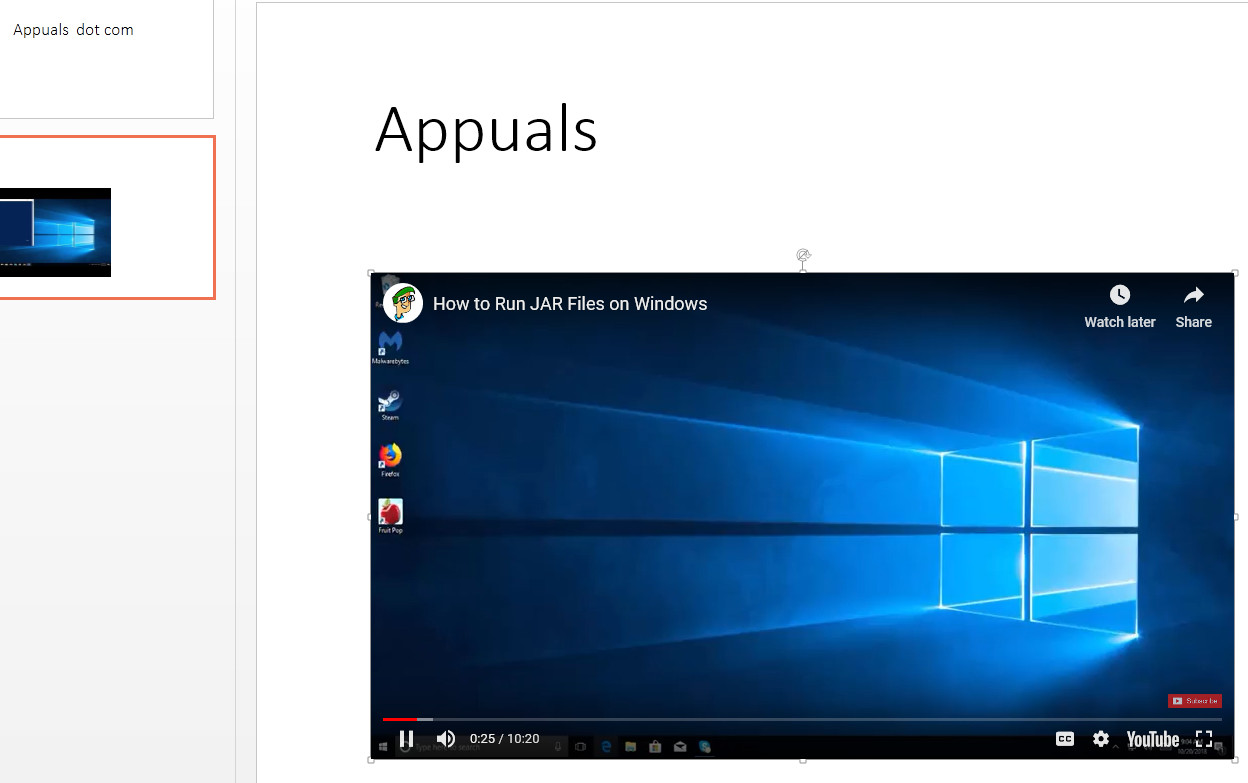 Video upotettu PowerPointiin Windows 10: ssä