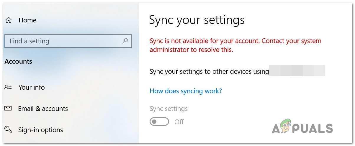 Как исправить ошибку «Синхронизация недоступна для вашей учетной записи» в Windows 10?