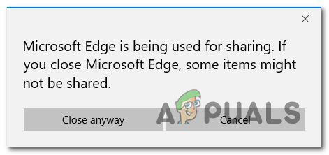 Cómo detener la ventana emergente 'Microsoft Edge se está utilizando para compartir'