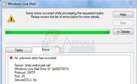 CORREÇÃO: Ocorreu um erro desconhecido no Windows Live Mail