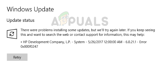 Fix: Windows Update-felkod 0x800f0247