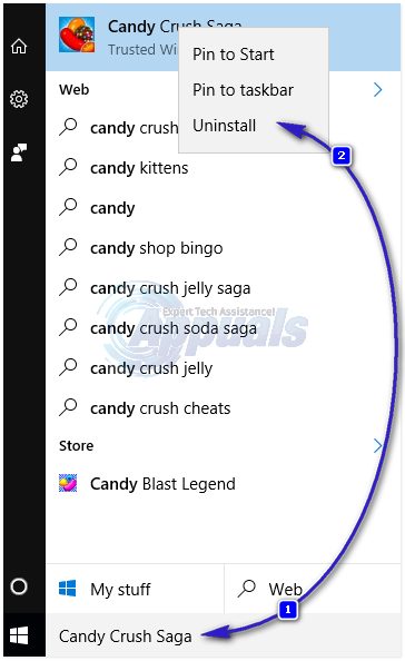 Labojums: Kā noņemt Candy Crush Saga no Windows 10