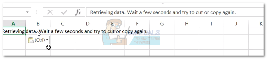 Solución: recuperando datos 'Espere unos segundos e intente cortar o copiar de nuevo'