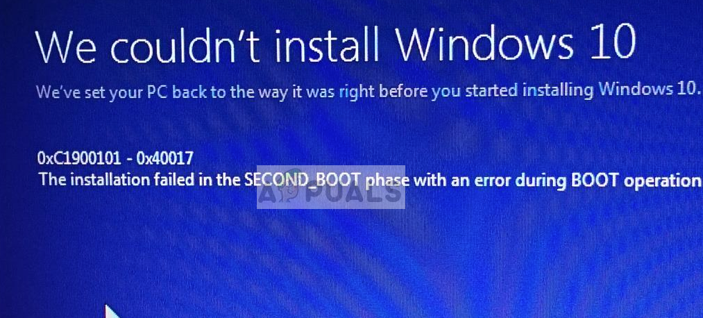 Solució: error de configuració del Windows 0xC1900101 - 0x40017