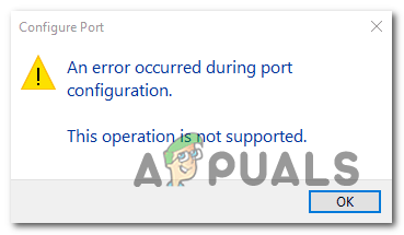 Corrigindo um erro ocorrido durante a configuração da porta no Windows 10