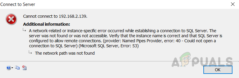 ¿Cómo corregir el error 'Se produjo un error relacionado con la red o específico de la instancia al establecer una conexión con SQL Server'?