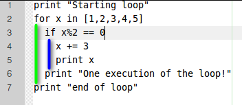 Exemplu de indentare în Python