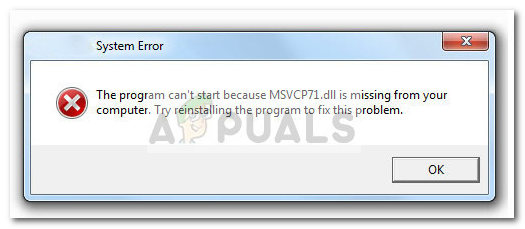 Javítás: Az MSVCP71.dll nem található