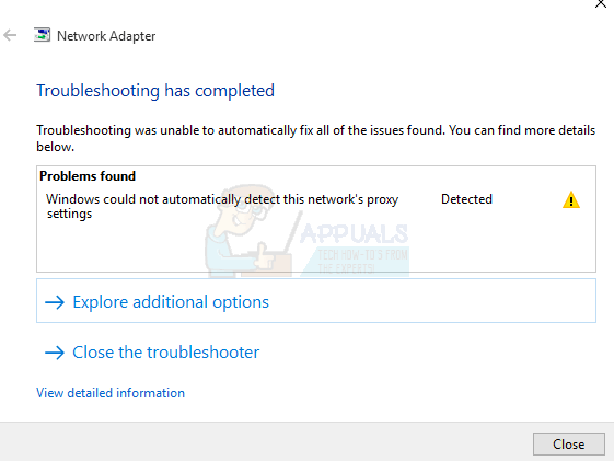 Correção: o Windows não conseguiu detectar automaticamente as configurações de proxy desta rede