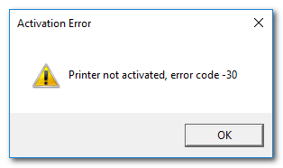 Kā novērst printera neaktivizēto kļūdas kodu -30?