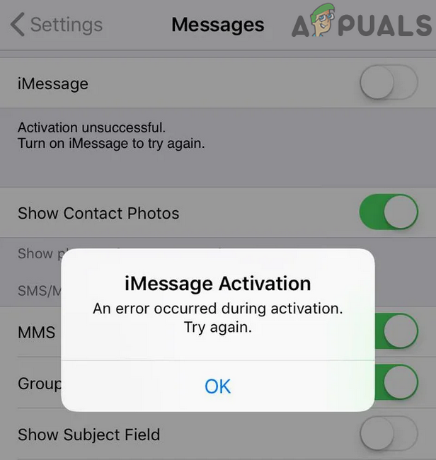 Arreglo: Falló la activación de iMessage
