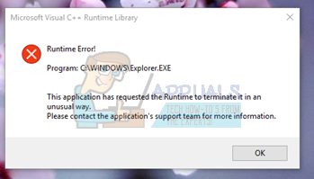 Corrección: Error de biblioteca en tiempo de ejecución de Microsoft Visual C ++ en Windows 10