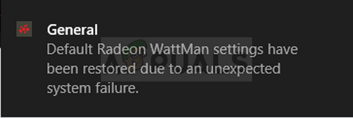 Kā novērst Windows kļūdas Radeon WattMan noklusējuma iestatījumi ir atjaunoti neparedzētas sistēmas kļūmes dēļ?