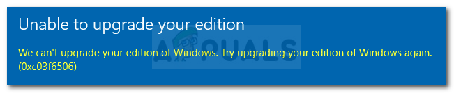แก้ไข: ข้อผิดพลาดในการเปิดใช้งาน Windows 10 0xc03f6506