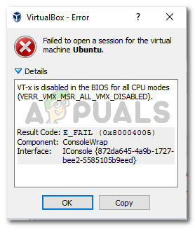 VT-x отключен в BIOS для всех режимов ЦП (VERR_VMX_MSR_ALL_VMX_DISABLED
