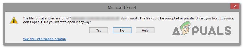 Грешка „Формат на файла и разширение не съвпадат“, поправена в Excel