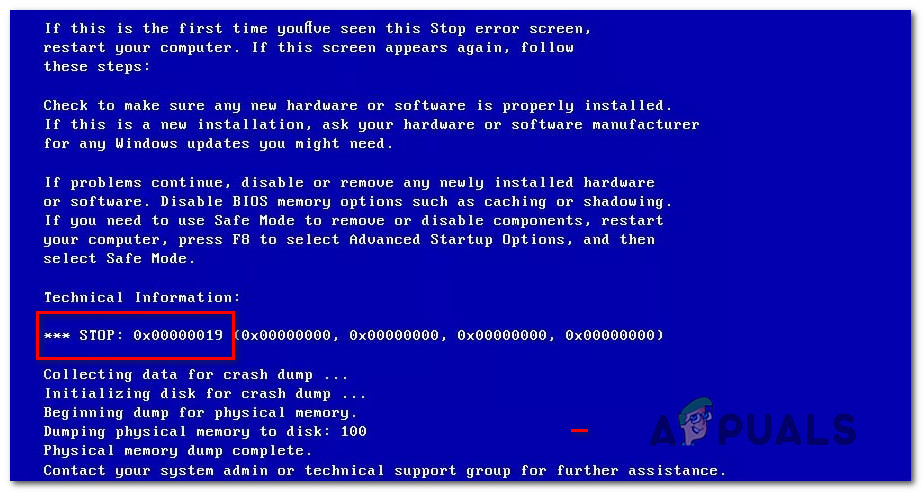 Как да коригирам критична грешка в Windows 0x00000019?