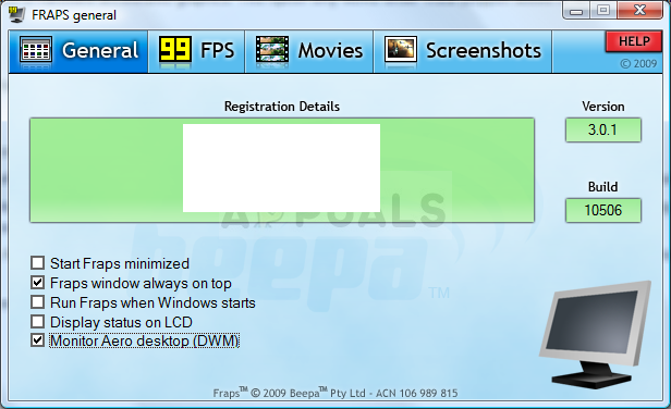 Kako popraviti, da Fraps ne prikazuje FPS v sistemu Windows?