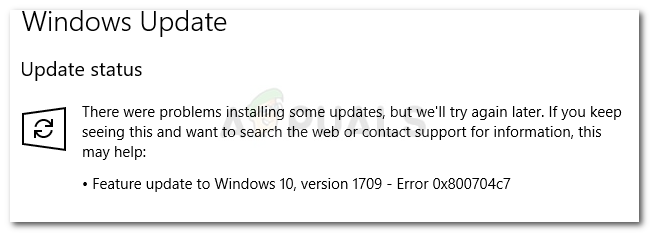 Исправлено: ошибка Центра обновления Windows 0x800704c7 в Windows 10