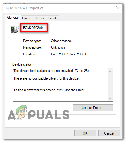 Com es corregeix l’error del controlador BCM20702A0 al Windows 7/8/10?