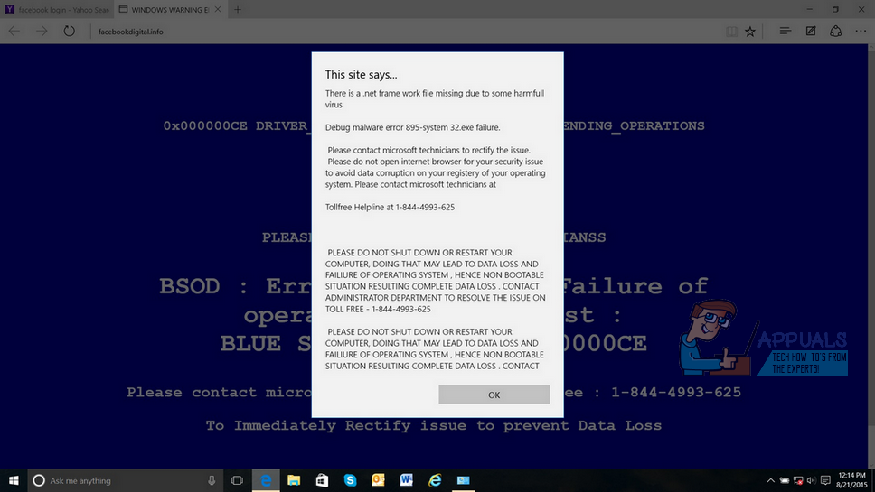Kā noņemt “Debug Malware Error 895-System32.exe Failure” Scam Adware