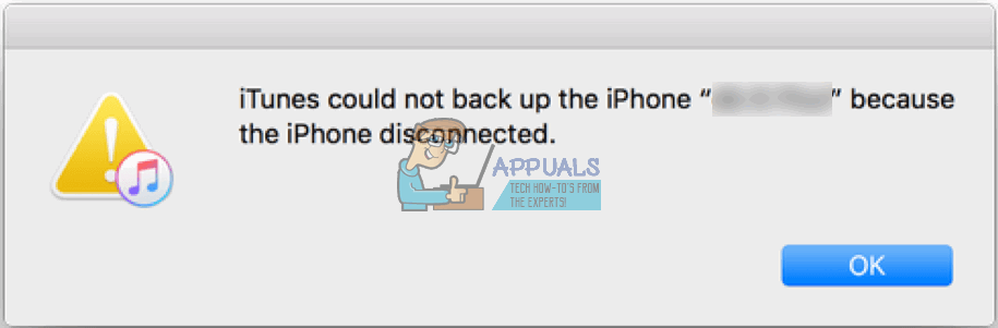 Fix: iTunes kunne ikke sikkerhetskopiere iPhone fordi iPhone ble koblet fra