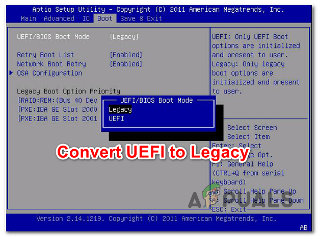 Com convertir UEFI a BIOS heretat a Windows (7, 8 i 10)