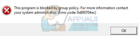 Labojums: Windows Defender bloķēja grupas politikas kļūda 0x800704ec