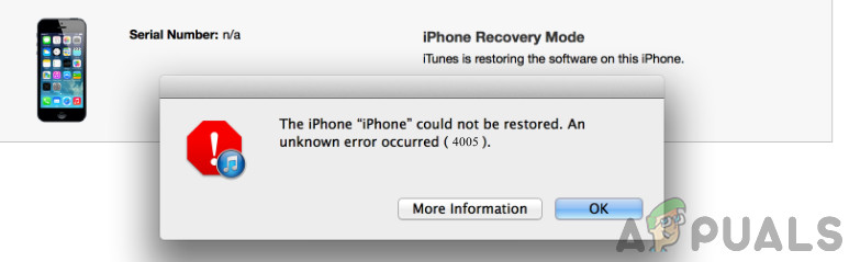 Com es corregeix l'error de restauració de l'iPhone 4005?