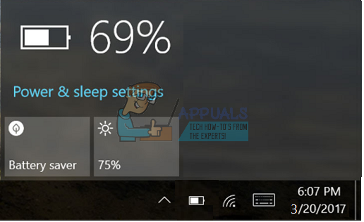 Fix: Ström / batteriikon saknas Windows 10