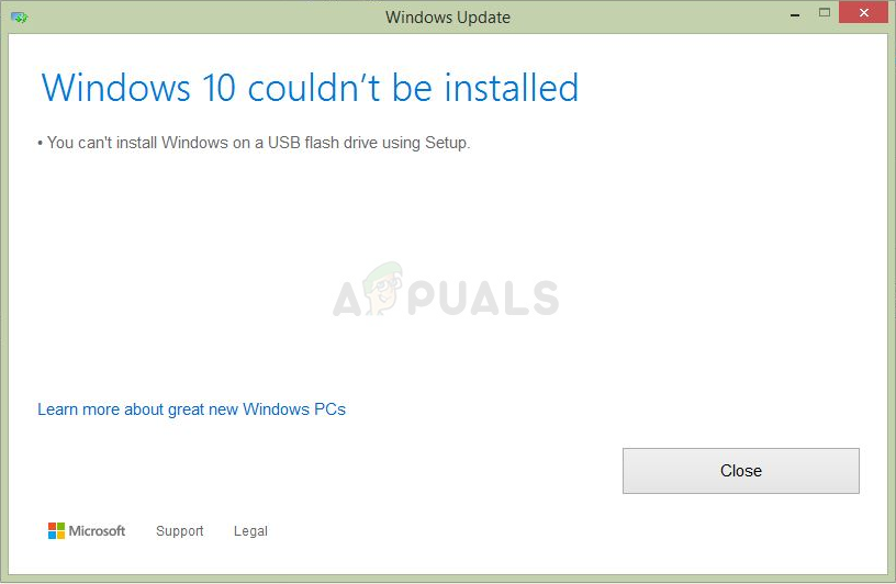 Parandus: Windowsi installimist USB-mälupulgale ei saa installida