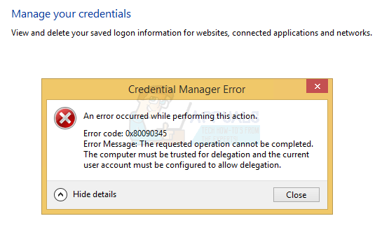 Como corrigir o erro do Credential Manager 0x80090345