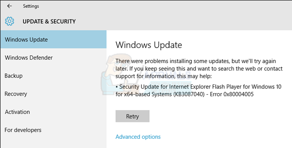 Hvordan fikse Windows Update feilkode 0x80004005