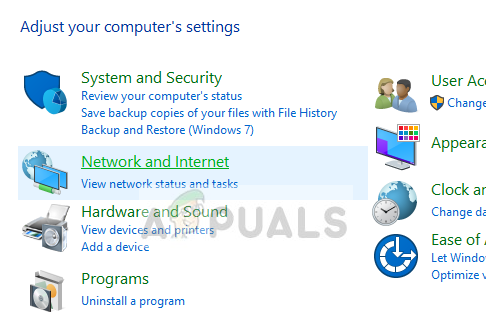 Omrežje in internet - Nadzorna plošča v sistemu Windows 10
