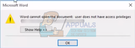 Исправлено: Word не может открыть документ: у пользователя нет прав доступа