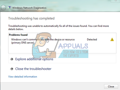 Javítás: A Windows nem tud kommunikálni az eszközzel vagy az erőforrással (elsődleges DNS-kiszolgáló)