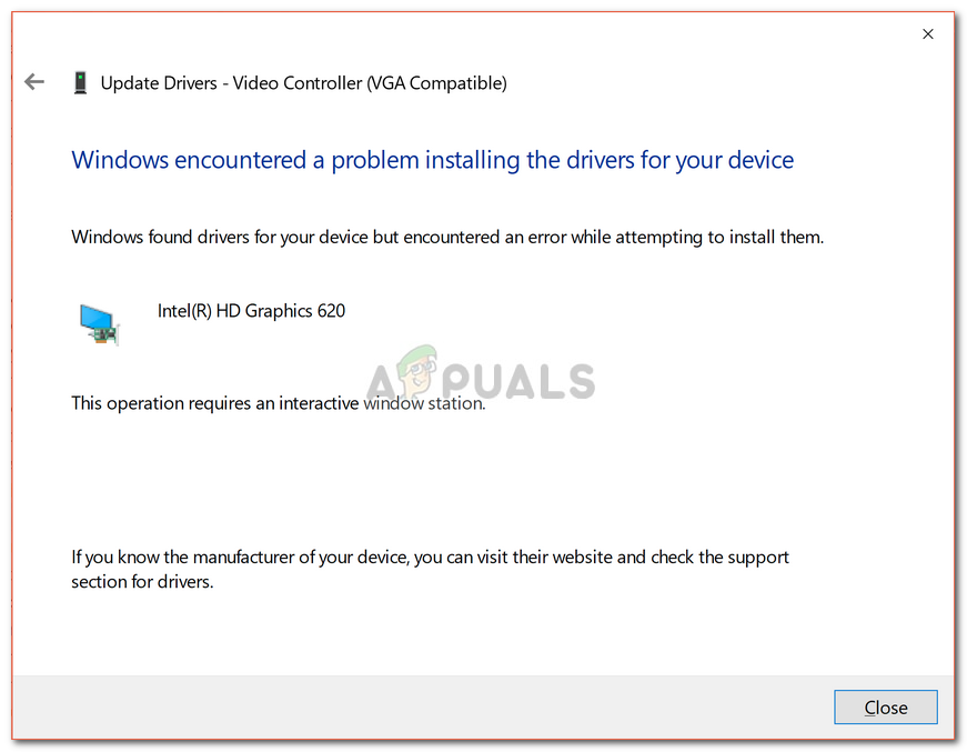Javítás: Ehhez a művelethez interaktív ablakállomás szükséges a Windows 10 rendszeren