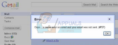Поправка: Упс ... догодила се грешка сервера и ваша е-пошта није послата (# 707)