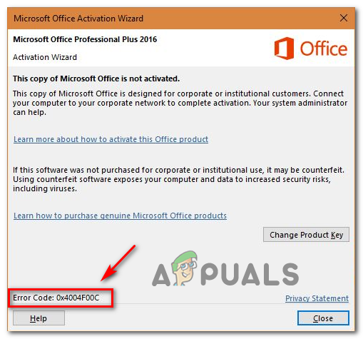 [CORRECÇÃO] Erro de ativação do Microsoft Office 0X4004F00C