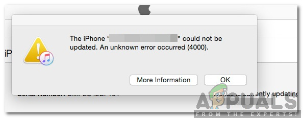 Kuinka korjata ‘Update Error 4000’ iPhonessa?