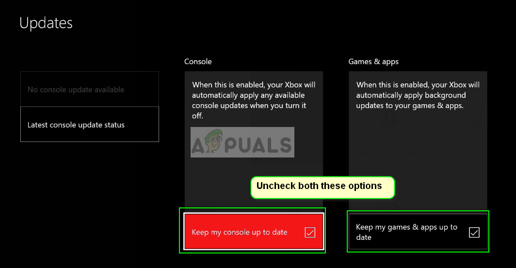 Deaktivering av automatiske oppdateringer - Xbox One
