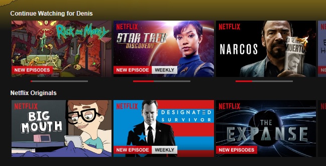 Как удалить элементы с продолжения просмотра на Netflix