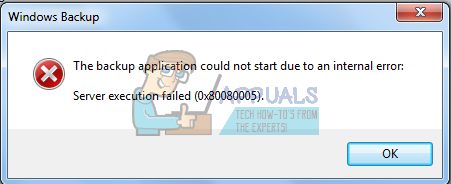 Correção: Erro de falha na execução do servidor 0x80080005