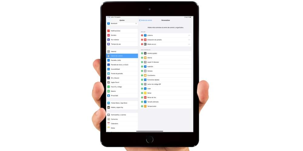 Personalize o centro de controle do iPad